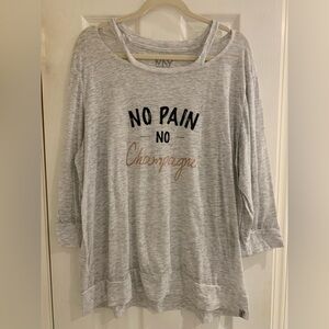 Trendy Gray Women's Plus Top - “No Pain No Champagne”